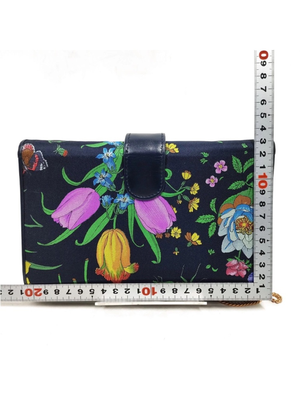 Gucci Navy Floral GG Marmont Chain Crossbody Bag with COA - Picture 3 of 15